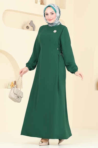 ModaMerve Side Tie Aerobin Dress 3001Bm387-Ms Emerald