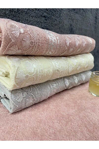 Teksev Pelin 3-комплект рушників для рук і обличчя, 100% бавовна, оксамитова текстура, мереживо та гупрі