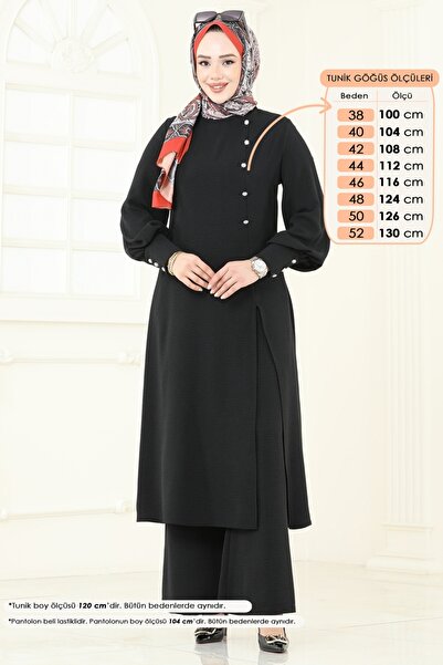 ModaMerve Önden Yırtmaçlı Tesettür Takım 2664SL432-MS Siyah