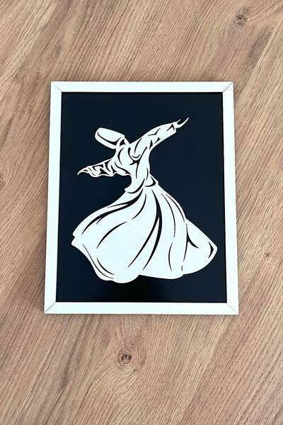 Kuzeylina Модерна картина с бяла рамка от дърво, изобразяваща семазен (Мевлан...