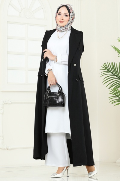 ModaMerve Cep Detaylı Üçlü Takım 2699SL432-MS Siyah&Ekru