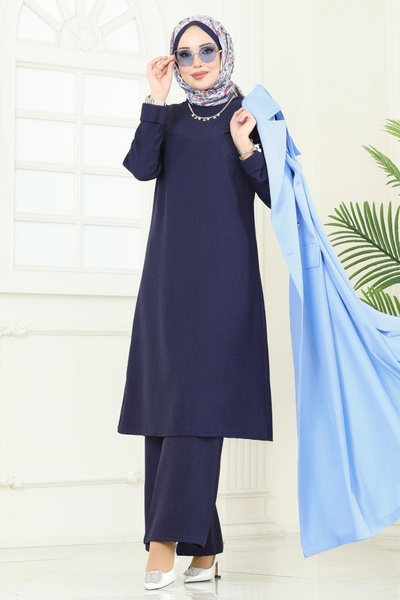 ModaMerve Cep Detaylı Üçlü Takım 2699SL432-MS Bebe Mavisi&Laci