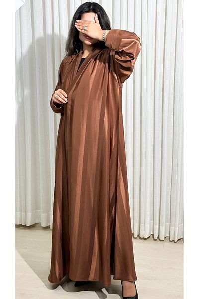 elegant veil Shiny striped abaya made of Japanese salon fabric