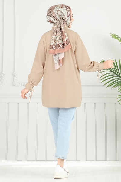 ModaMerve Manşeti Bağcıklı Tunik 4101PM271-MS Vizyon