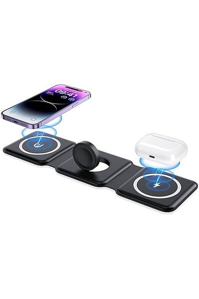 Shopi IMPUVERS Wireless Charger 3 in 1, Magnetic Foldable Wireless Charging Station
