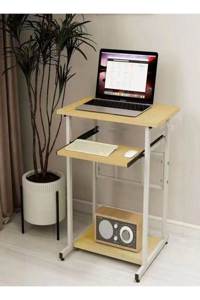 Raffine مكتب قائم متنقل للمساحات الصغيرة مع رف تخزين 60x40x75 سم