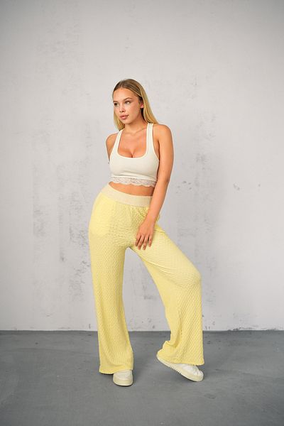 winmoda Gofre Single Bottom Pants - Summer Waist Garnished Gofre Pants