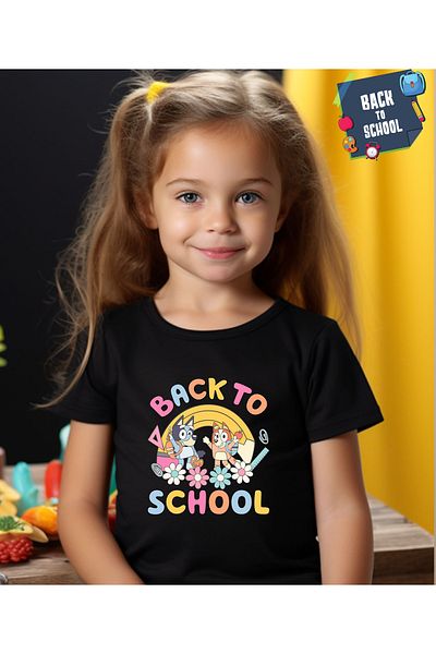 ASELİNDA Bluey Printed Back to School Unisex Kids T-Shirt-Back to School Printed Kids T-Shirt