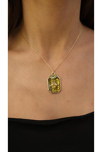 Jerie Colorful Crystal Stone Bee Figure Design Necklace