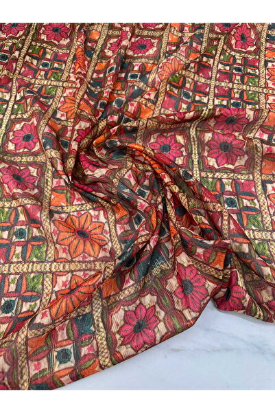 ipekkumaş Otantik Desen Simli Şifon Elbise Gömlek Şal ÜRÜNÜMÜZ ADET OARAK SAT...