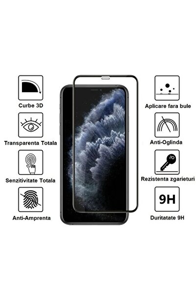 Teo Tempered Glass Film compatible with Samsung S20, Full Glue, Curved, Hole for , Black