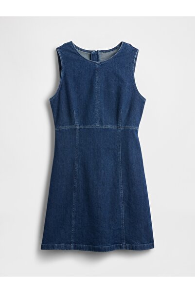 GAP Kadın Koyu Mavi Denim Mini Shift Elbise