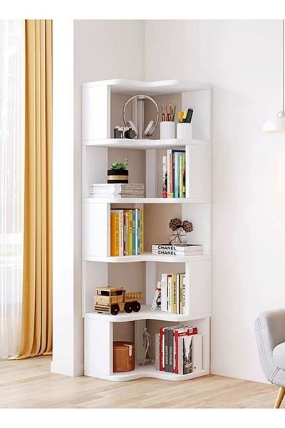 Raffine Multi-tier corner bookshelf with storage rack for study room & living room 30x30x160 cm