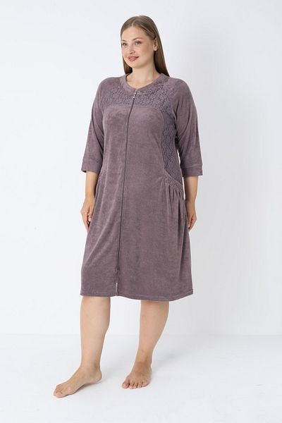 ROMEO LİFE Women's Plus Size Bamboo Micro Fabric Zippered Stylish Velvet Dress 3467