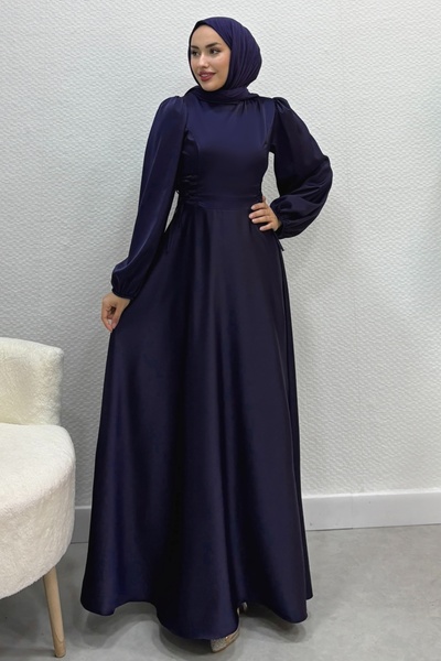 ModaMerve Beli Bağcıklı Saten Abiye 4637ALG474-MS Laci