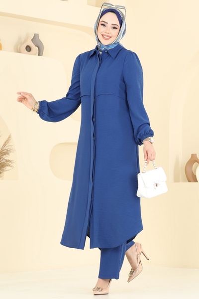 ModaMerve Bolero Görünümlü Tesettür Takım 2666SL432-MS İndigo