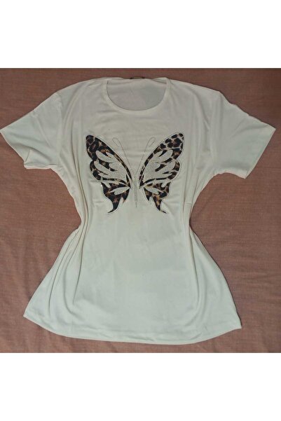 Sarisa Viscose Butterfly Printed Stone Embroidered T-Shirt