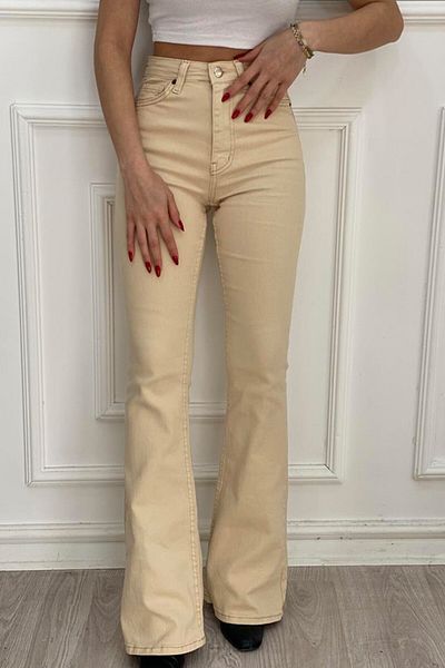 FashionForYou Kasim high waist flared jeans, Cream, 42