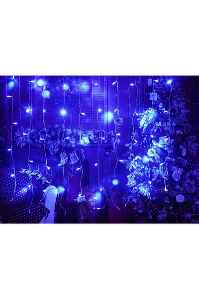 Teo Instalatie Craciun, Tip Perdea, IP44, 6 m x 1 m, 360 LED-uri, Albastru, cu flash, Transformator cu t