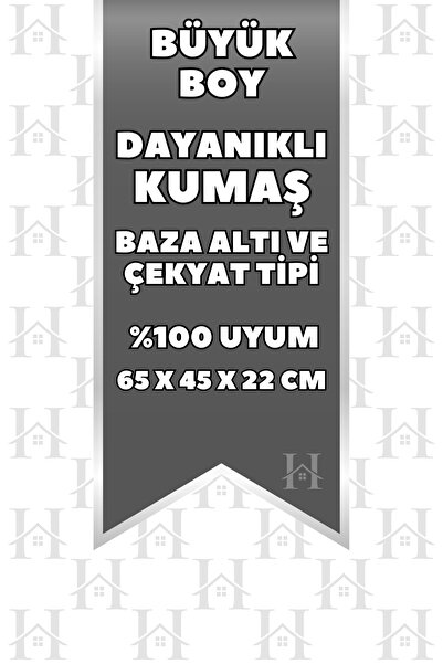 HURCEVİM 8 Adet - Antrasit Çizgili Büyük Boy Hurç Seti - Baza Altı Ve Çekyat Tipi Organizer - 65 x 45 x 22 Cm