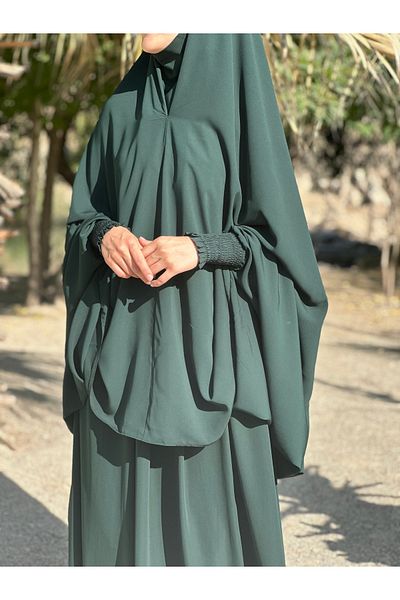 NAKŞİDİL Needle Veil Sheet Medina Silk Emerald Green