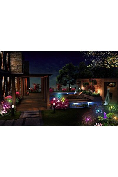 Teo Set of 3 Solar LED Lamps, bird-butterfly-dragonfly type, Height 43 cm, , Multicolor