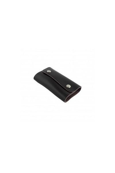 OEM Key holder, black, made of genuine leather - PR156, 10 x 6 cm
