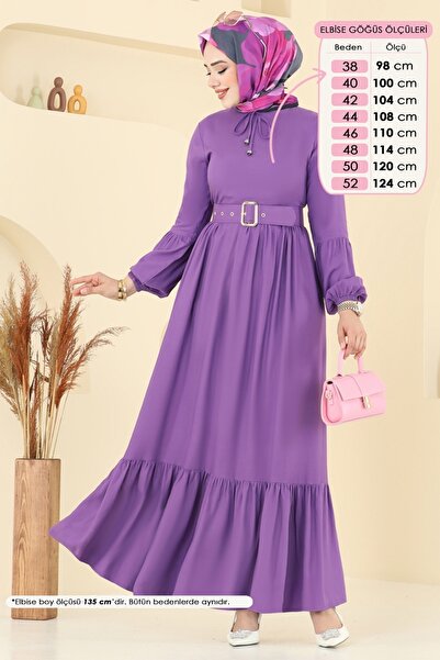 ModaMerve Coating Belt Dress 7123Bg354-Ms Dark Lilac