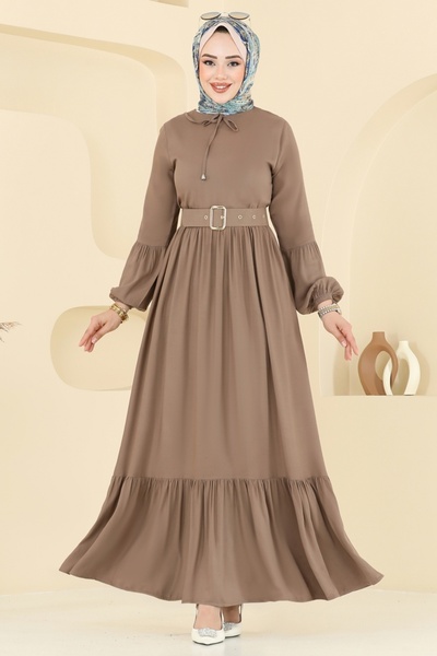 ModaMerve Coated Belt Dress 7123Bg354-Ms Dark Vision