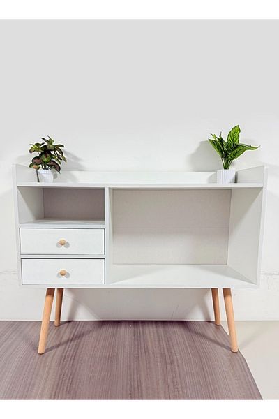 Raffine Floor standing storage rack with 2 spacious drawers and sofa side table 100x35x90 cm