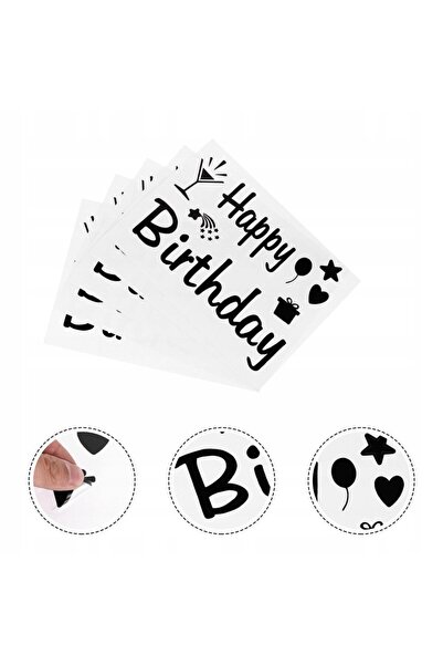 Flippy Sticker Autocolant pentru Baloane, Flippy, Tematica Aniversare, Model Happy Birthday, 29x21 cm, Negr