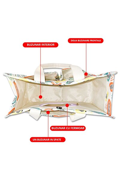 Flippy Τσάντα ώμου, πολυλειτουργική, Flippy, λεμονί τύπωμα, 33,5 x 25 x 14,5 cm, Λευκή/Κίτρινη