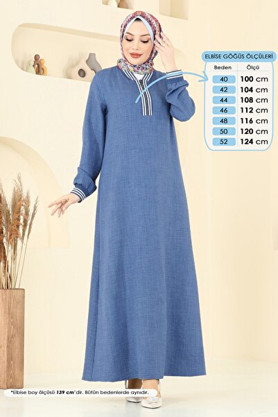 ModaMerve Half Zip Dress 9021S324-Ms Indigo