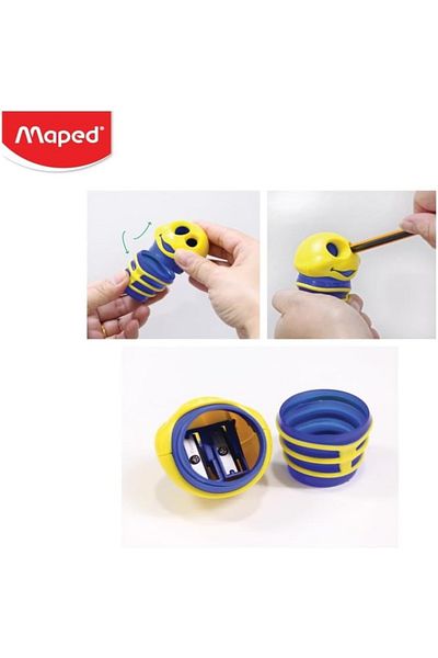 Maped Croc Croc Kids Pencil Sharpener – Yellow & Blue | Fun Cartoon Design for 2 Pencil Sizes