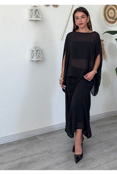 Şamdan Plain Lined Chiffon Skirt