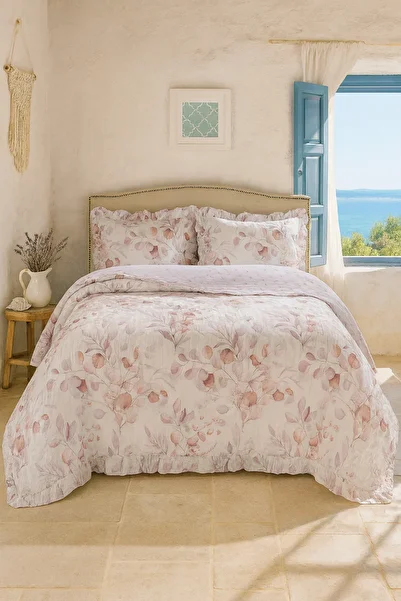 Evimcim Double Premium Bedspread Set 260X240 cm + 2 Flounce Pillowcases 50X70 cm