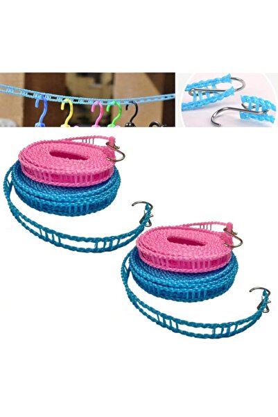 Generic ما يصل إلى 4 قطع من حبل الغسيل المصنوع من النايلون المقاوم للرياح وحب...