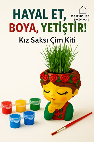 Genel Markalar Kız Saksı Çim Kiti – Hayal Et, Boya, Yetiştir!