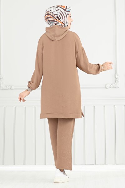 ModaMerve Arma Detay Tesettür Takım 6014UZ662-MS Koyu Vizyon