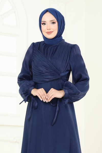 ModaMerve Manşeti Bağcıklı Organze Abiye 6220BSK463-MS Laci