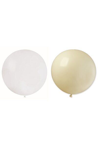 Flippy Set of 2 Latex Balloons, Flippy, Party Jumbo Model, 90 cm, White and Beige, 35 g