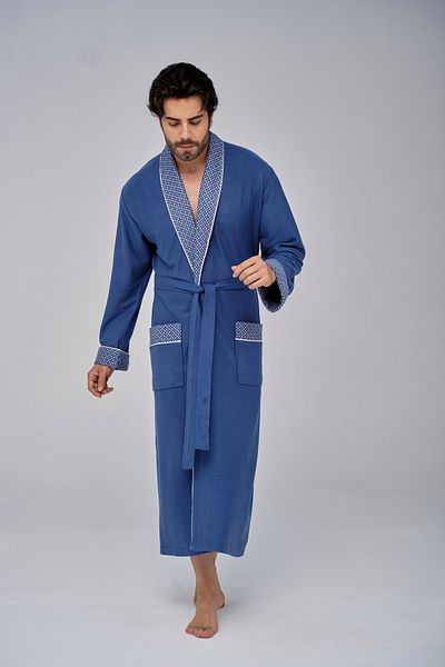Nuşa Robă pentru bărbați din bumbac bambus cu lanț cu guler elegant