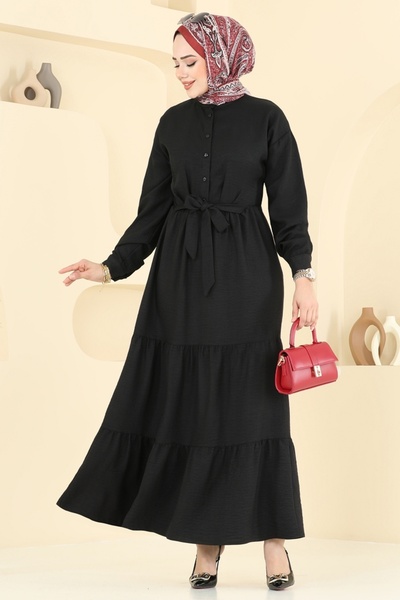 ModaMerve Skirt Layered Dress 6162Bsk463-Ms Black