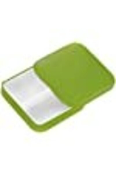 Flippy Medicine Storage Box, 2 Compartments, Sliding, Green, Square, Flippy, Airtight Closure