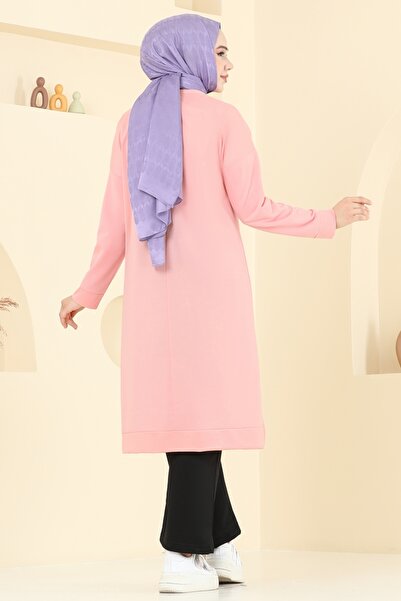 ModaMerve Yazı Baskılı Spor Takım 6038UZ662-MS Pudra&Siyah