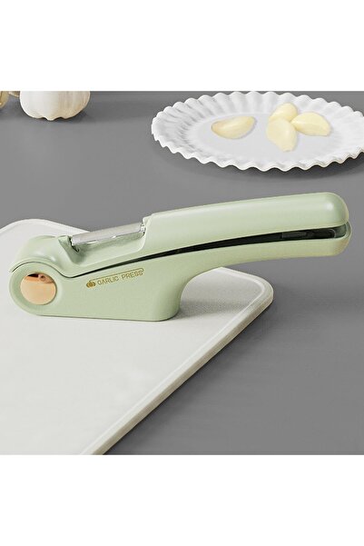 Flippy 4-in-1 Multifunctional Garlic Tool — Press, Slicer, Jar Opener, Cleaner (22 x 8.8 cm), Gree