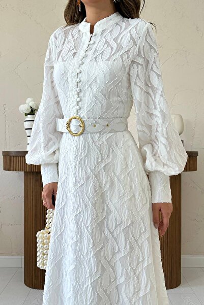 Lady Pixie Μακρύ φόρεμα με λεπτομέρεια με ζώνη και αυτοσχεδιασμένο σχέδιο