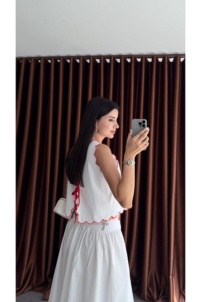 HAZELANNA Embroidered Poplin Suit