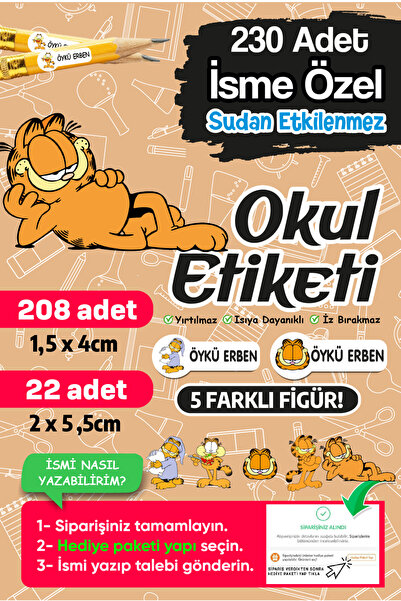 PANDA SOKAĞI Okul Etiketi Kalem Defter Isimli Etiket Isim Yazılabilen - 230 A...