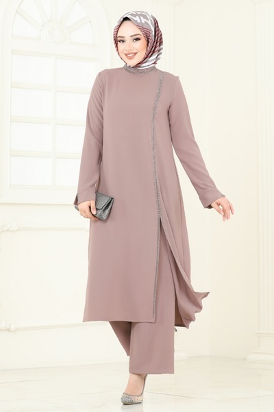 ModaMerve Taş Detaylı Tesettür Takım 5671EDF311-MS Vizyon